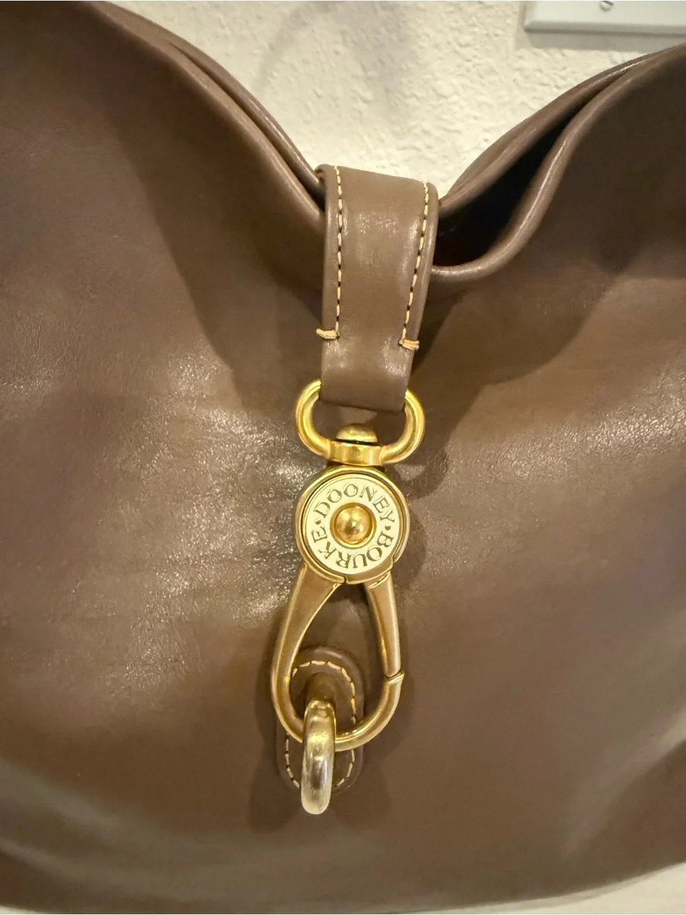 Dooney & Bourke Brown Leather Hobo with Gold Hardware
